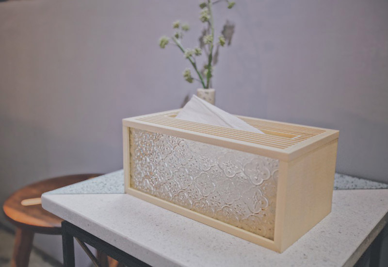 手手 海棠花衛生紙盒 玻璃窗花衛生紙盒